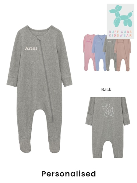 Personalised Ribbed  Sleepsuit By Ruff Cubs Kidswear (AU2617) | £32