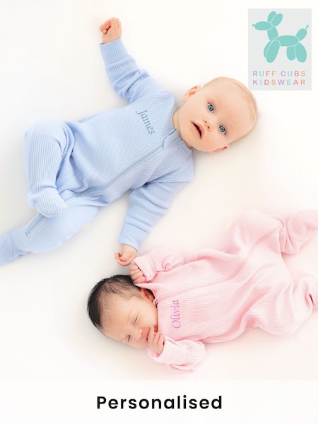 Personalised Ribbed  Sleepsuit By Ruff Cubs Kidswear (AU2625) | £32