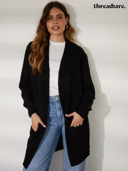 Threadbare Black Longline Knitted Cardigan (AU2642) | £24