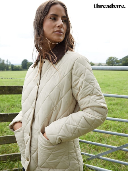 Threadbare Natural Collar Diamond Quilted Jacket (AU2653) | £45