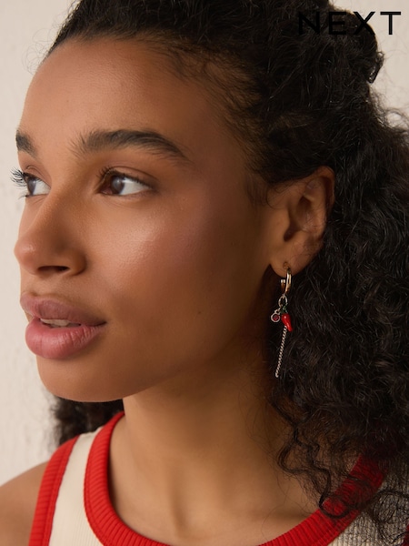 Red Chilli Drop Hoop Earrings (AU2685) | £8