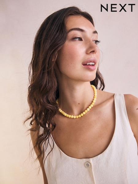 Yellow Beaded Necklace (AU2703) | £18