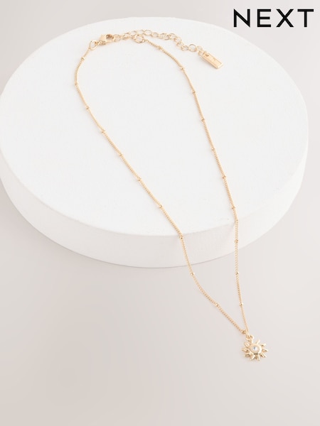 Gold Tone Sun Drop Ball Chain Necklace (AU2705) | £10