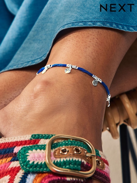 Blue Thread Disc Drop Pully Anklet (AU2714) | £7