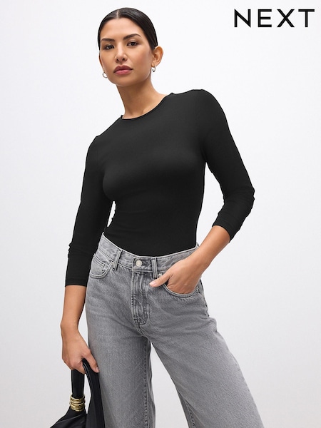 Black Soft Touch Long Sleeve Top (AU2783) | £22