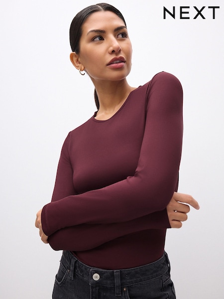 Burgundy Red Soft Touch Long Sleeve Top (AU2794) | £22