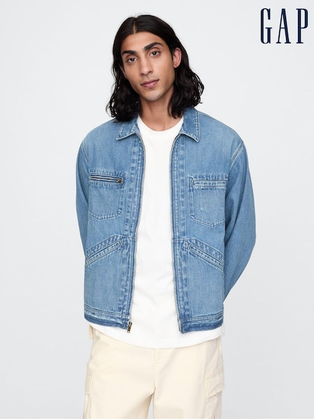 Gap Blue Zip Up Denim Shirt Jacket (AU2841) | £85