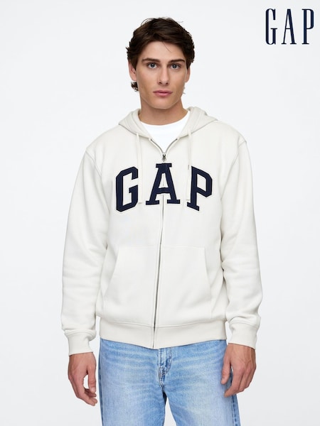 Gap White Relaxed Logo Zip Up Hoodie (AU2863) | £28