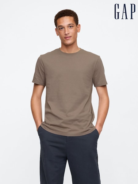 Gap Light Brown Short Sleeve Everyday 100% Cotton Crew Neck T-Shirt (AU2905) | £12