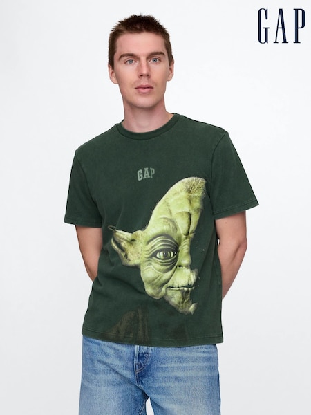 Gap Green Yoda Star Wars Cotton Crew Neck T-Shirt (AU2908) | £50