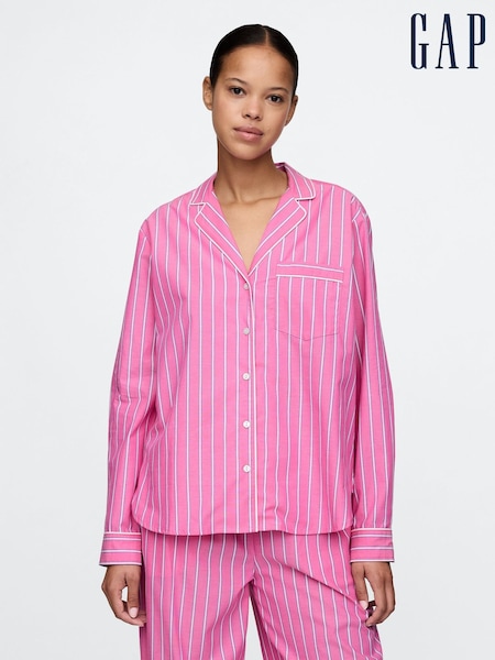 Gap Pink Stripe Long Sleeve Poplin Pyjama Shirt (AU3209) | £21
