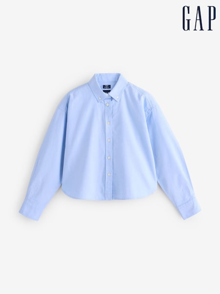 Gap Blue Organic Cotton Poplin Cropped Oversized Shirt (AU3262) | £45