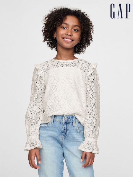 Gap Cream Ruffle Lace Top (AU3517) | £30