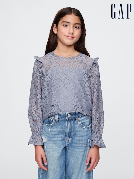 Gap Blue Ruffle Lace Top (AU3533) | £30