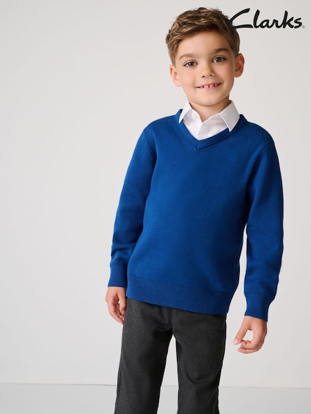 Clarks Blue Unisex Knitted School Jumper (AU3569) | £12 - £16