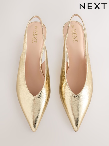 Gold Standard/Wide Fit Forever Comfort® Point Toe Low Slingback Kitten Heels (AU3600) | £28