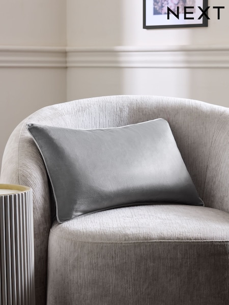 Grey 40 x 59cm Matte Velvet Contrast Pipe Cushion (AU3616) | £14