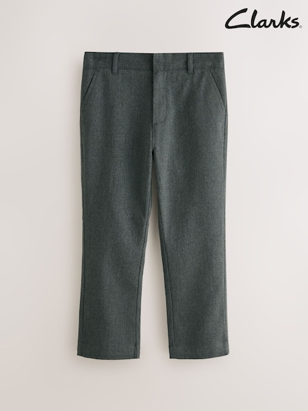 Clarks Grey Regular Fit Plus Boys Waist School Trousers (AU3636) | £14 - £18