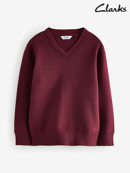 Clarks Burgundy Red Unisex Knitted School Jumper (AU3637) | £12 - £19