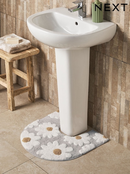 Natural Grey Daisy Pedestal 100% Cotton Bathmat (AU3652) | £12