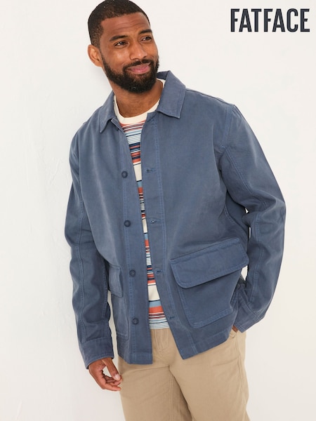 FatFace French Navy Washed Canvas Garment Dye Chore Jacket (AU3667) | £75