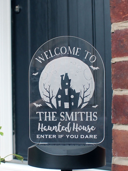 Personalised Haunted House Halloween Outdoor Solar Light by PMC (AU3687) | £28