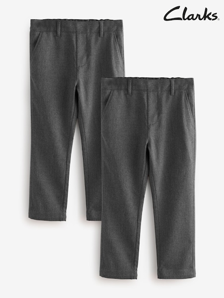 Clarks Grey Boys Pull On Regular Fit Trousers 2 Pack (AU3692) | £24 - £28