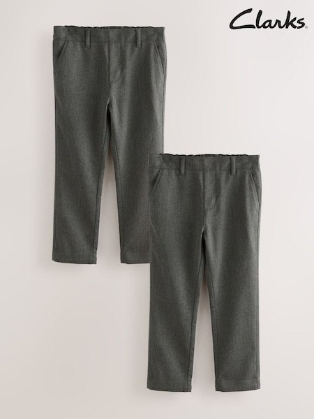Clarks Black Boys Pull On Regular Fit Trousers 2 Pack (AU3693) | £24 - £28