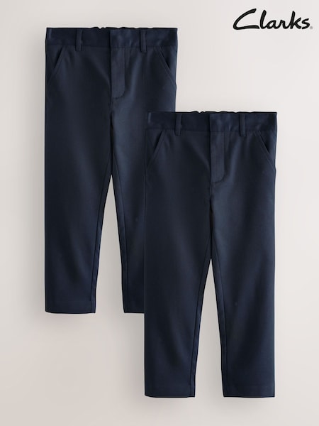 Clarks Navy Trousers 2 Pack (AU3694) | £24 - £31