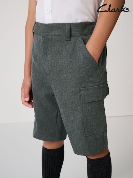 Clarks Grey Regular Boys Cargo Pull On School Shorts (AU3705) | £12 - £16