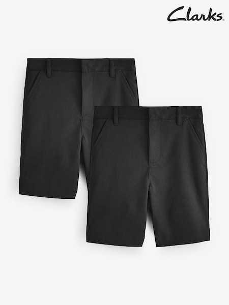 Clarks Black Regular Boys Fastening School Shorts 2 Pack (AU3707) | £20 - £27