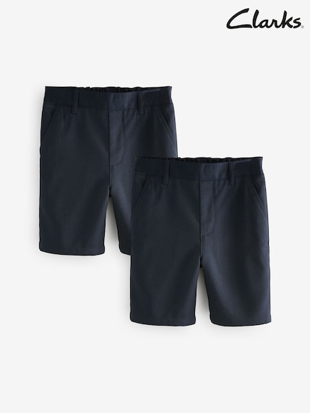 Clarks Navy Regular Boys Pull-On School Shorts 2 Pack (AU3708) | £20 - £24