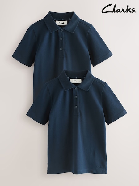 Clarks Navy Boys Short Sleeve School Polo Shirts 2 Pack (AU3718) | £12 - £16