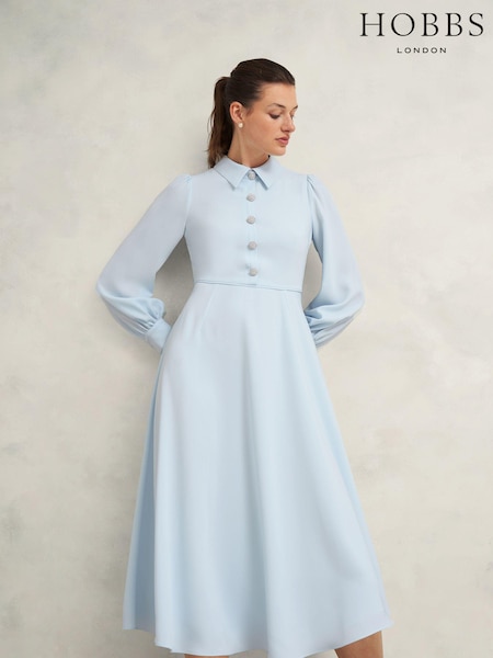 Hobbs Blue Petite Ayla Dress (AU3746) | £229