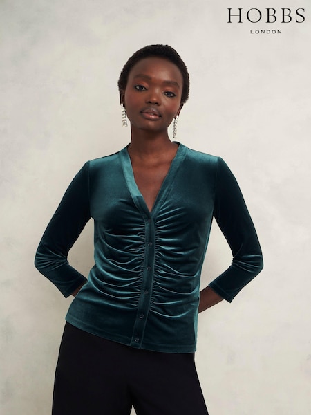 Hobbs Green Velvet Hattie Top (AU3763) | £59