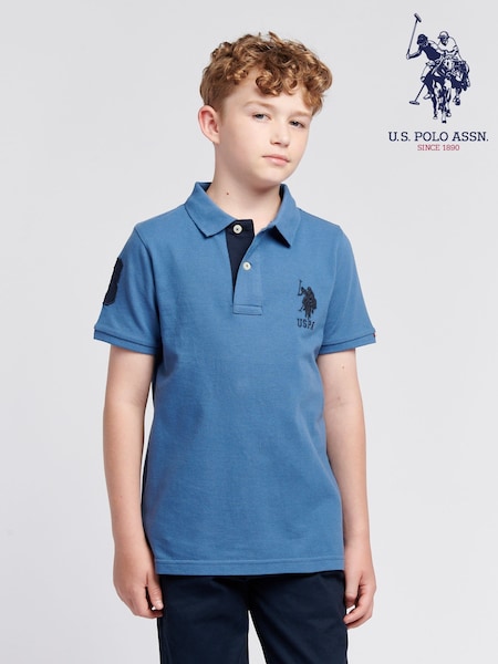 U.S. Polo Assn. Blue Light Boys 100% Cotton Player 3 Polo Shirt (AU3908) | £40 - £48