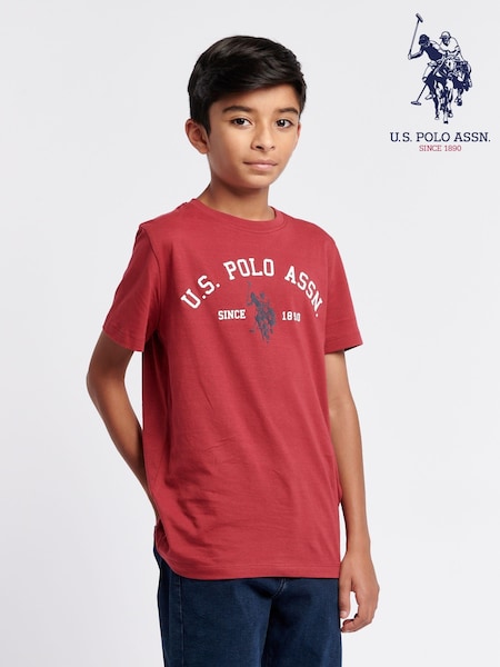U.S. Polo Assn Red U.S. Polo Assn. Boys Blue Signature Arch Print 100% Cotton T-Shirt (AU3911) | £20 - £24