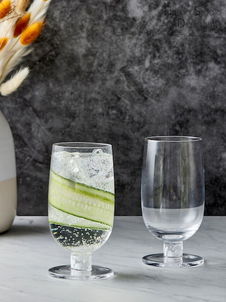 Anton Studio Designs Set of 2 White Björn High Ball Tumblers (AU4025) | £30