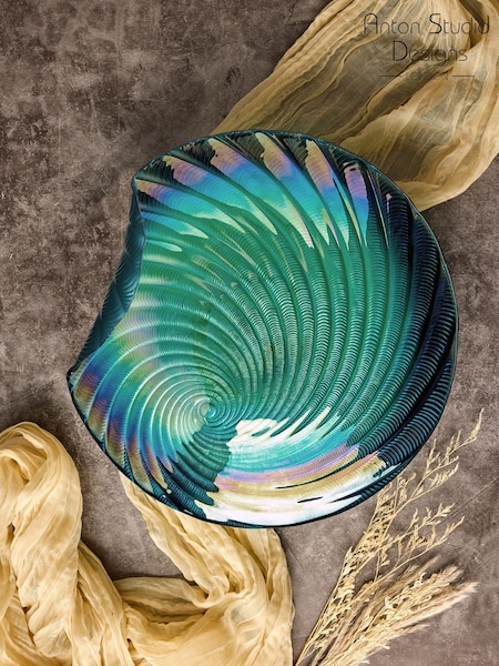 Anton Studio Designs Turquoise Iridescent Shell Bowl (AU4035) | £50