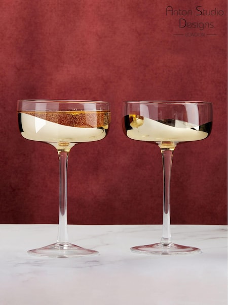 Anton Studio Designs Set of 2 Gold Tone Wave Champagne Saucers (AU4036) | £37