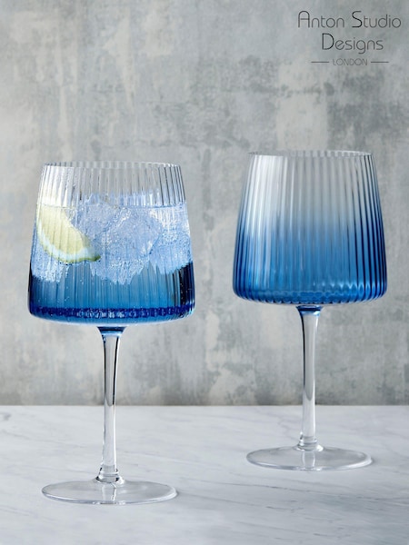 Anton Studio Designs Set of 2 Blue Empire Gin Glasses (AU4039) | £27