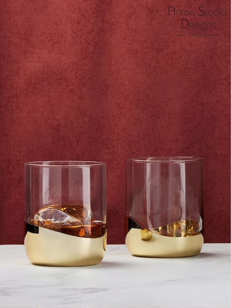 Anton Studio Designs Set of 2 Gold Tone Wave DOF Tumblers (AU4040) | £34