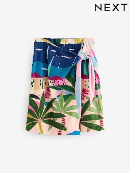Multicolour Scenic Printed Holiday Wrap Mini Skirt (AU4048) | £35