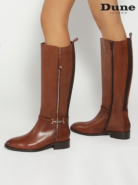 Dune London Brown Standard Fit Taylyn Knee High Boots (AU4093) | £149
