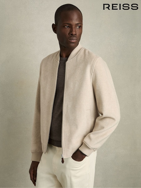 Reiss Stone Harlan Brushed Wool-Blend Bomber Jacket (AU4125) | £268