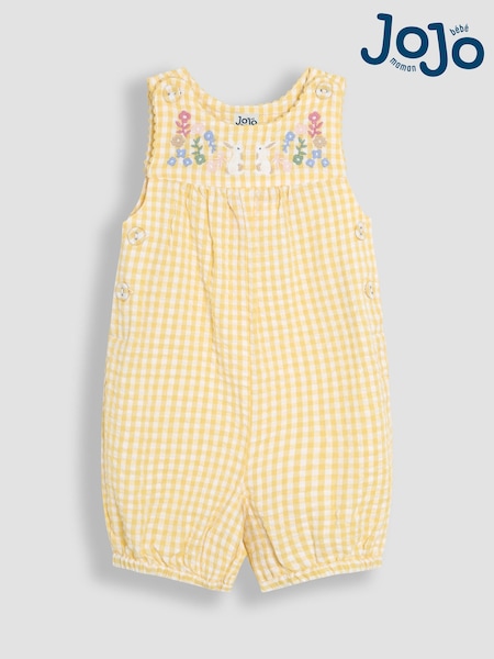 JoJo Maman Bébé Yellow Bunny Appliqué Dungarees (AU4178) | £24 - £25