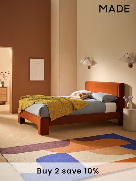 MADE.COM Velvet Cinnamon Orange Bed Leonora (AU4297) | £599 - £725