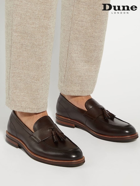 Dune London Brown Shaw Heavy Tassle Loafers (AU4313) | £139