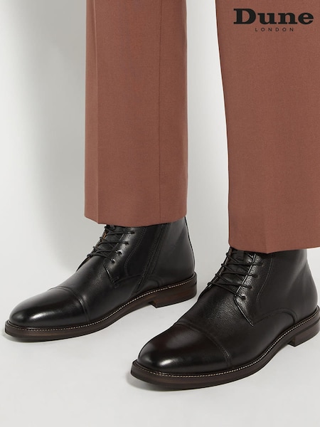 Dune London Black Matias Toecap Detail Ankle Boots (AU4318) | £149