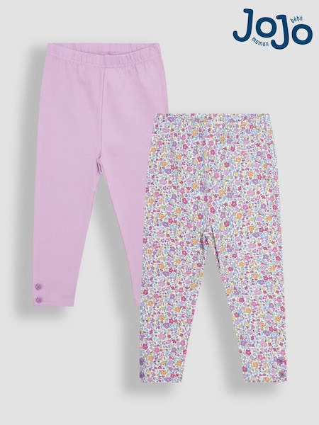 JoJo Maman Bébé Lilac Purple Ditsy Floral Leggings 2 Pack (AU4599) | £21 - £24